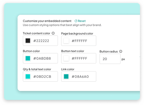 Customize embedded tickets Customize embedded tickets