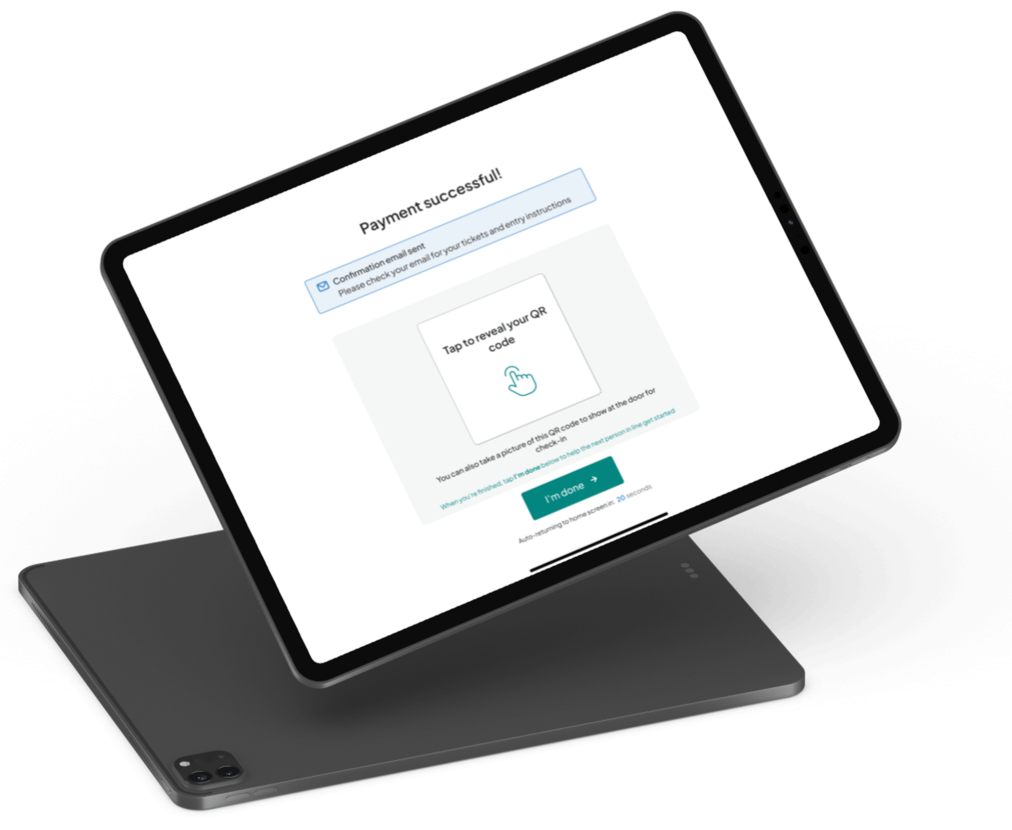 Mockup of kiosk mode on iPad